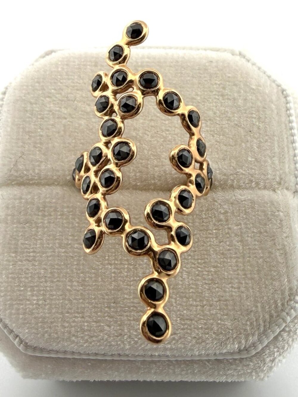 LITO DNA Ring 18K Gold Black Rose Cut Diamond Ring Approx 1.50CT Size 5.5